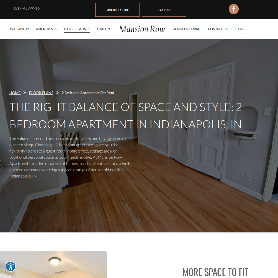 Screenshot of the Mansion Row website