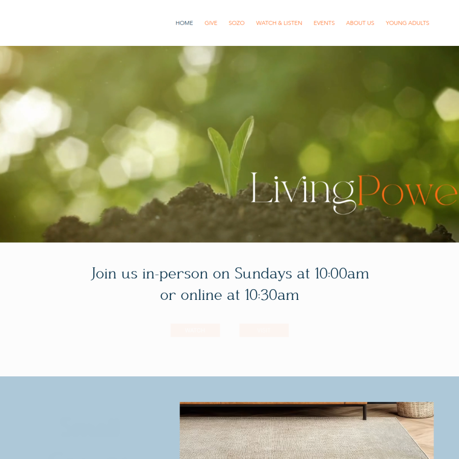 Screenshot of the Living Faith Church website
