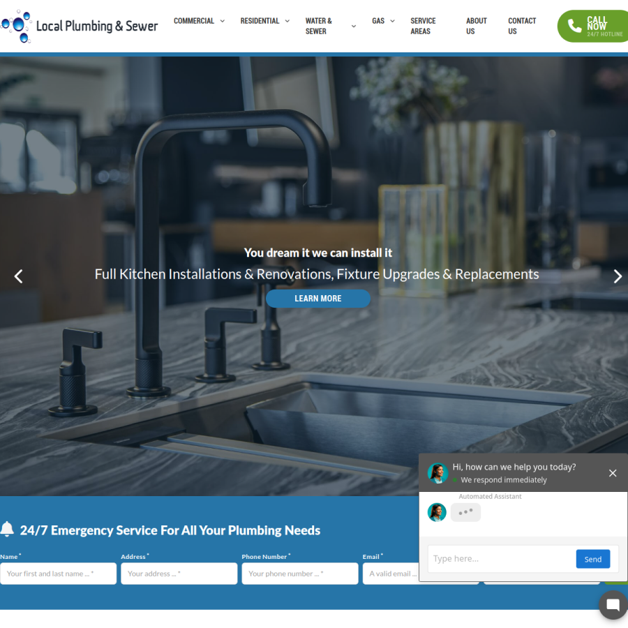 Screenshot of the Local Plumbing & Sewer website