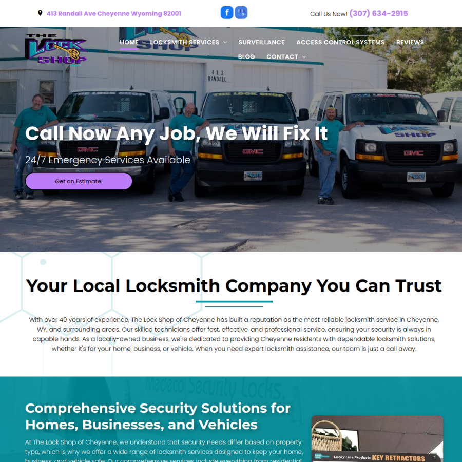 Screenshot of the The Lock Shop of Cheyenne website