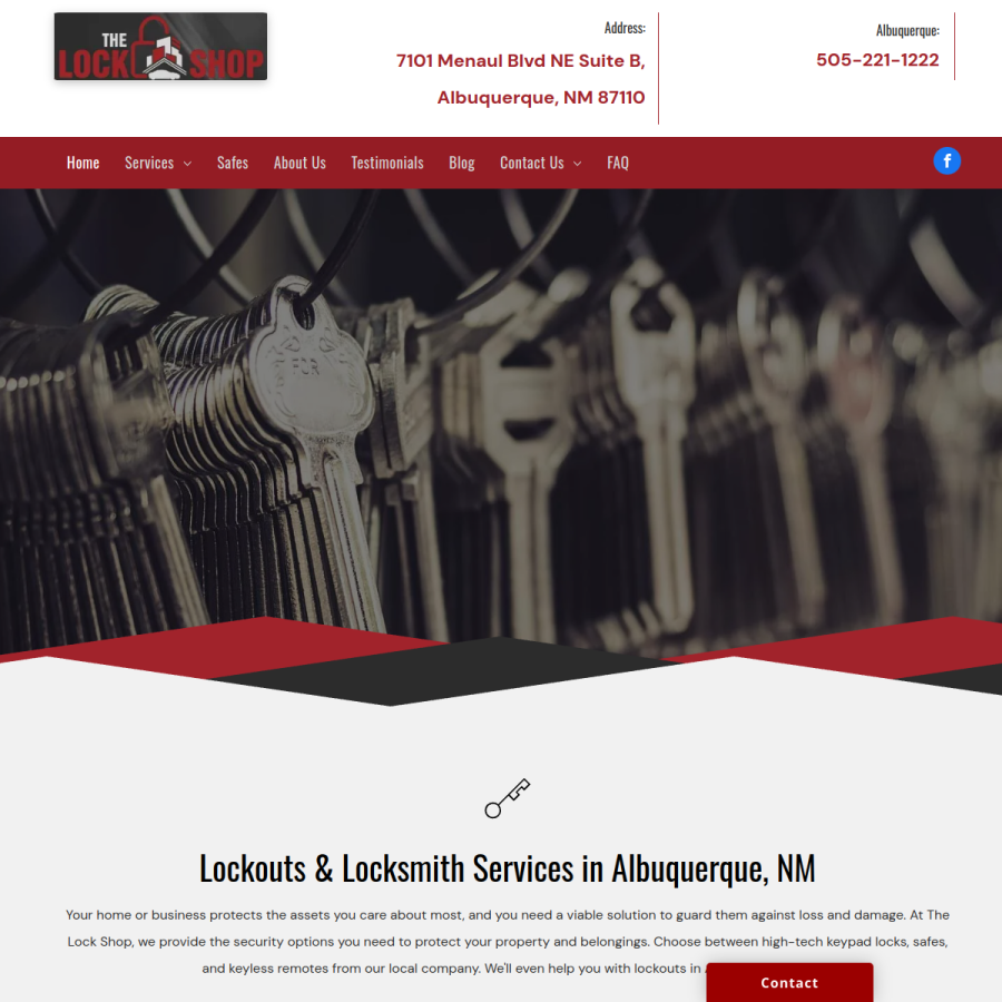 Screenshot of the The Lock Shop website