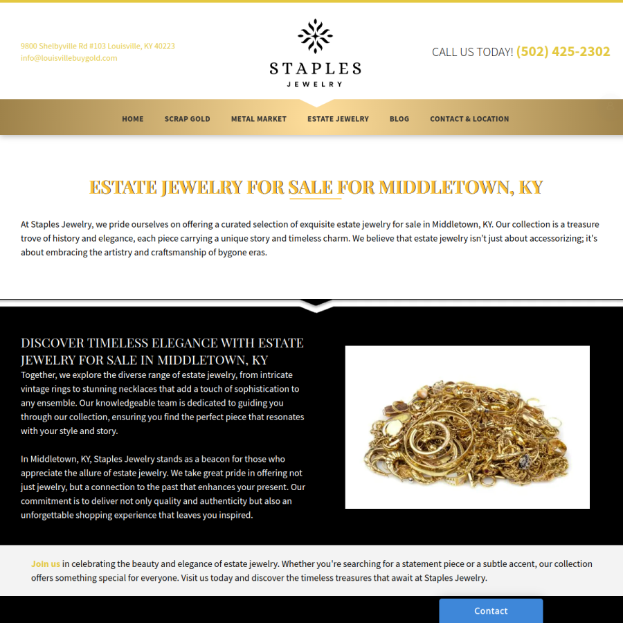 Screenshot of the Staples Jewelry. website