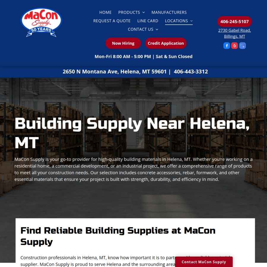 Screenshot of the MaCon Supply website
