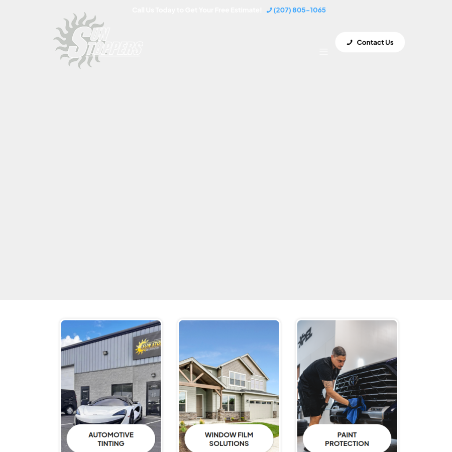 Screenshot of the Sun Stoppers website