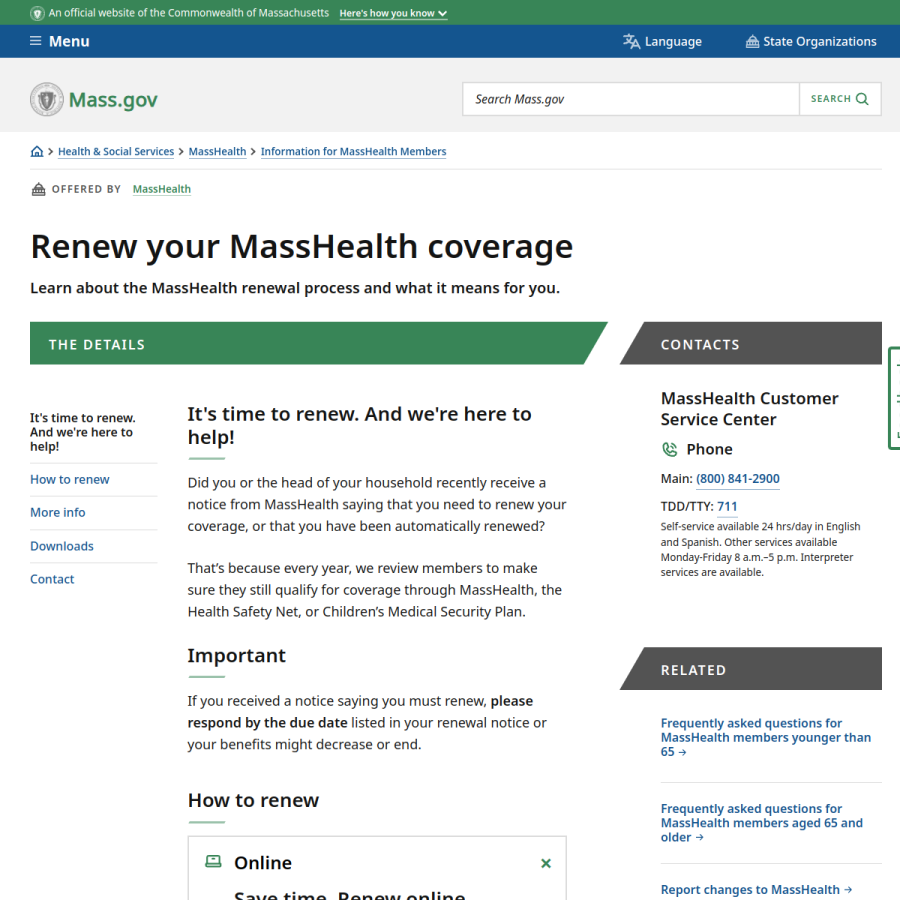 Renew your MassHealth coverage