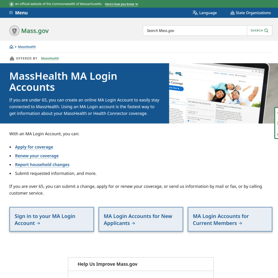 MassHealth MA Login accounts