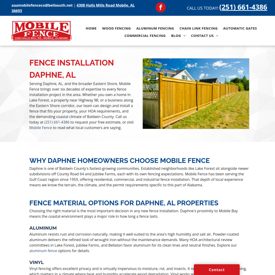 Screenshot of the Mobile Fence website
