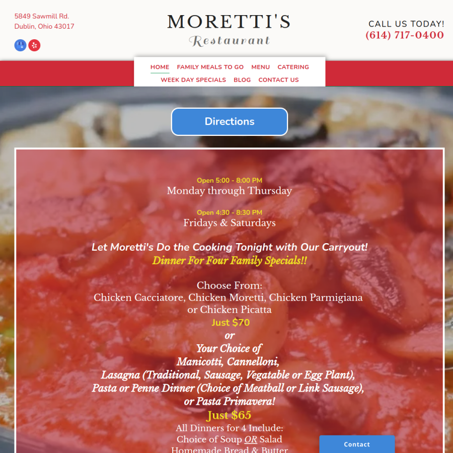 Screenshot of the Moretti's of Dublin website