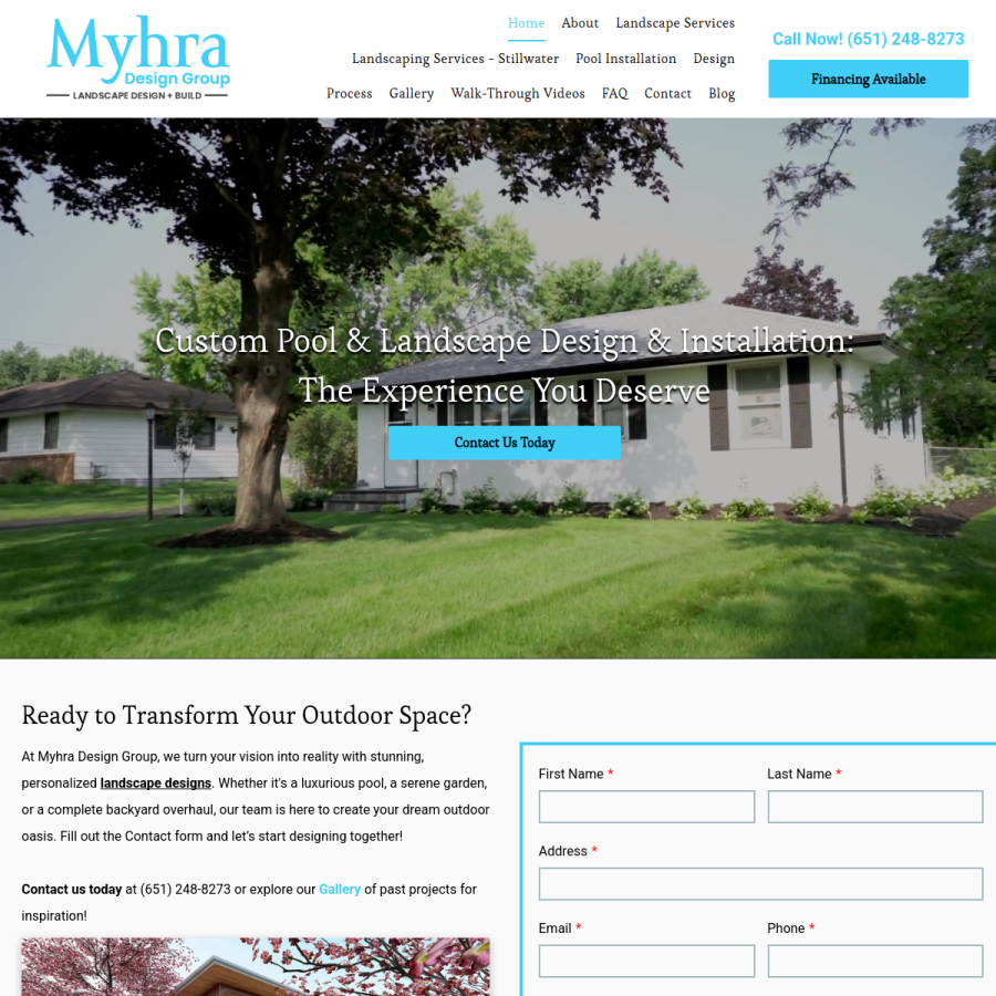 Screenshot of the Myhra Design Group website