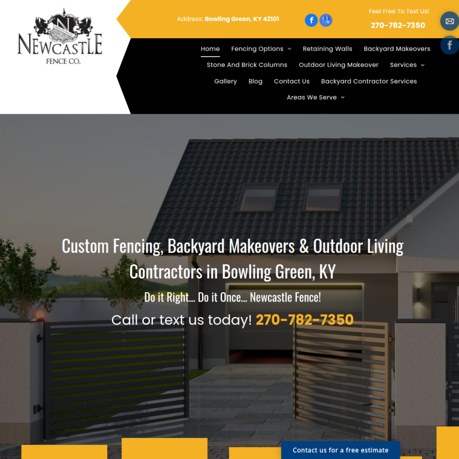 Screenshot of the Newcastle Fence website
