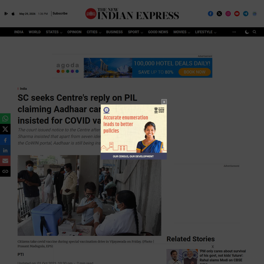 SC seeks Centre's reply on PIL claiming Aadhaar being insisted for COVID vaccination