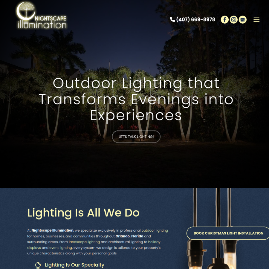 Screenshot of the Nightscape Illumination website
