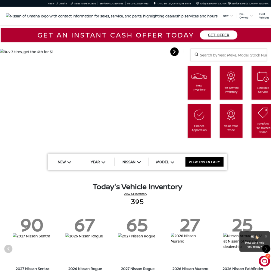 Screenshot of the Nissan of Omaha website