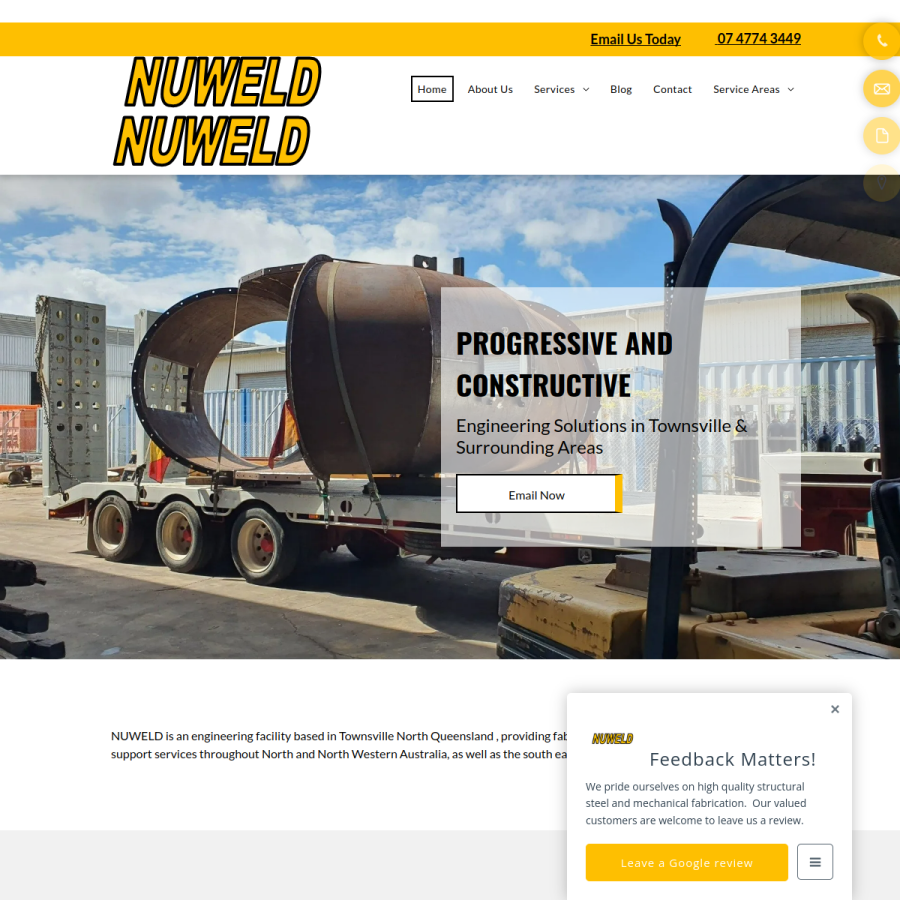 Screenshot of the Nuweld website
