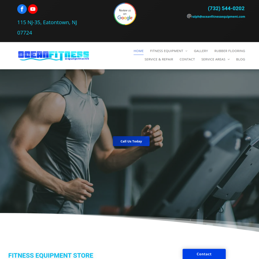 Screenshot of the Ocean Fitness Equipment website