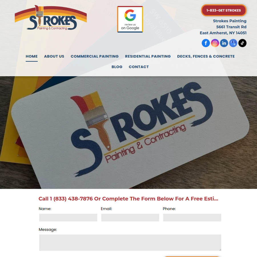 Screenshot of the Strokes Painting and Contracting website
