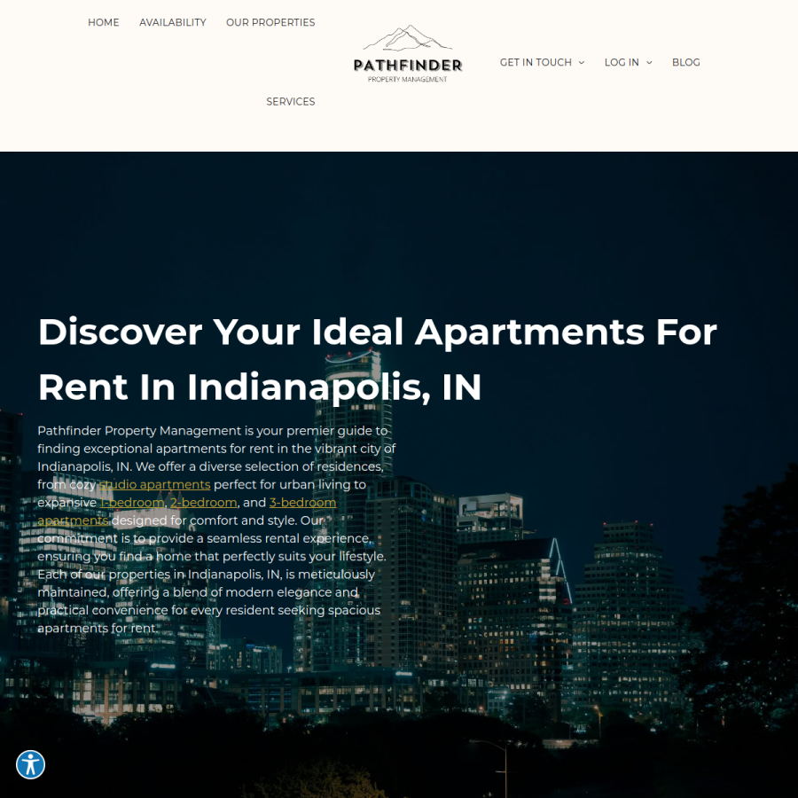 Screenshot of the Pathfinder Property Management website