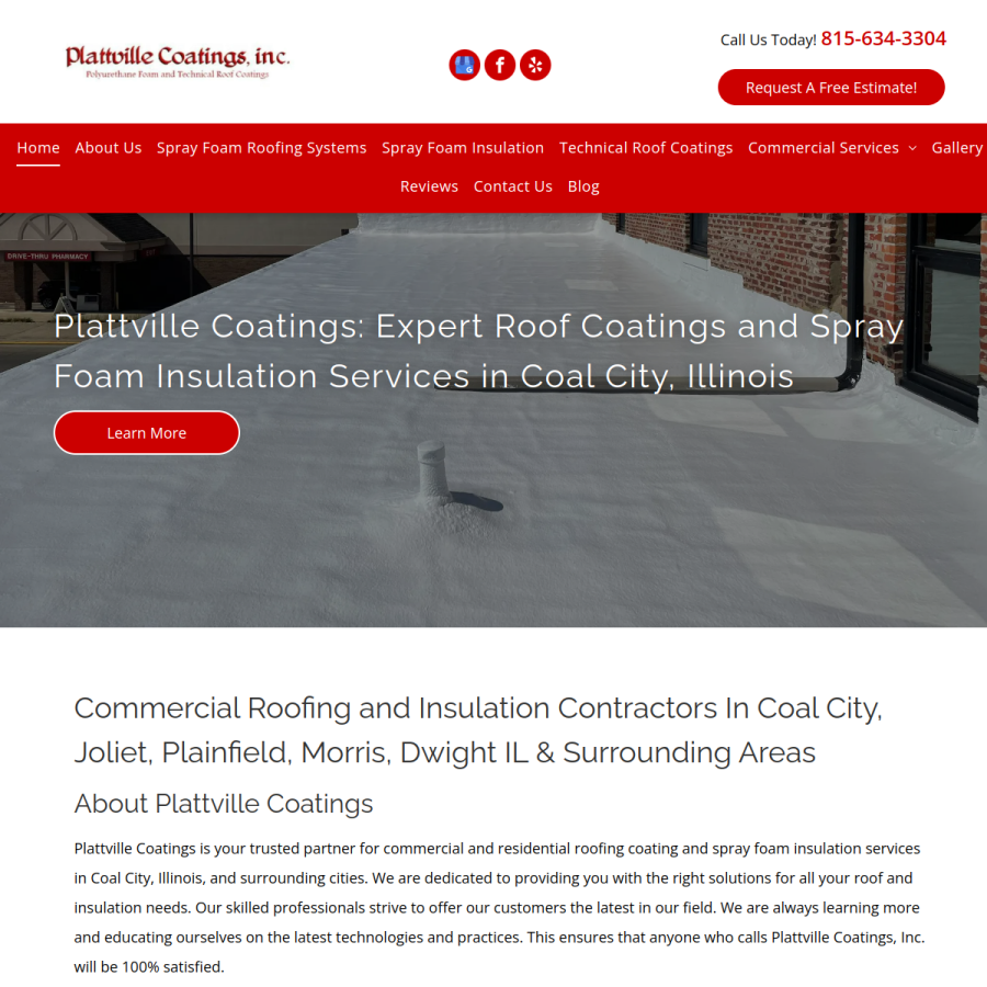 Screenshot of the Plattville Coatings website