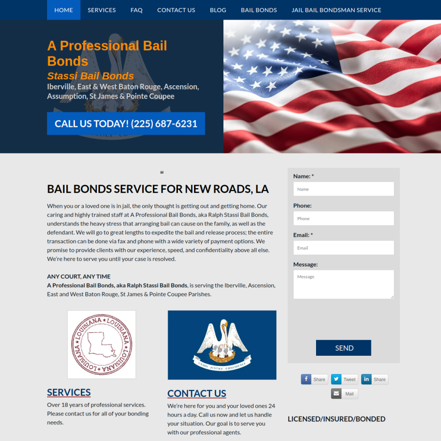 Screenshot of the A Professional Bail Bonds website