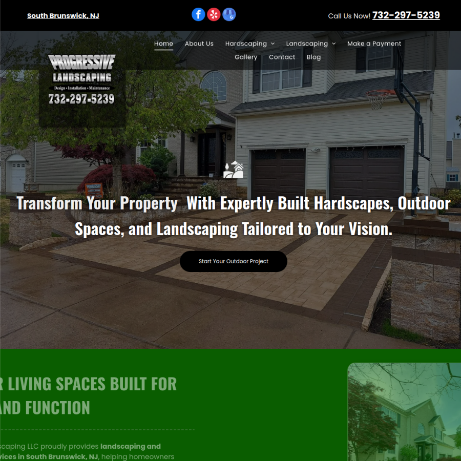 Screenshot of the Progressive Landscaping LLC website