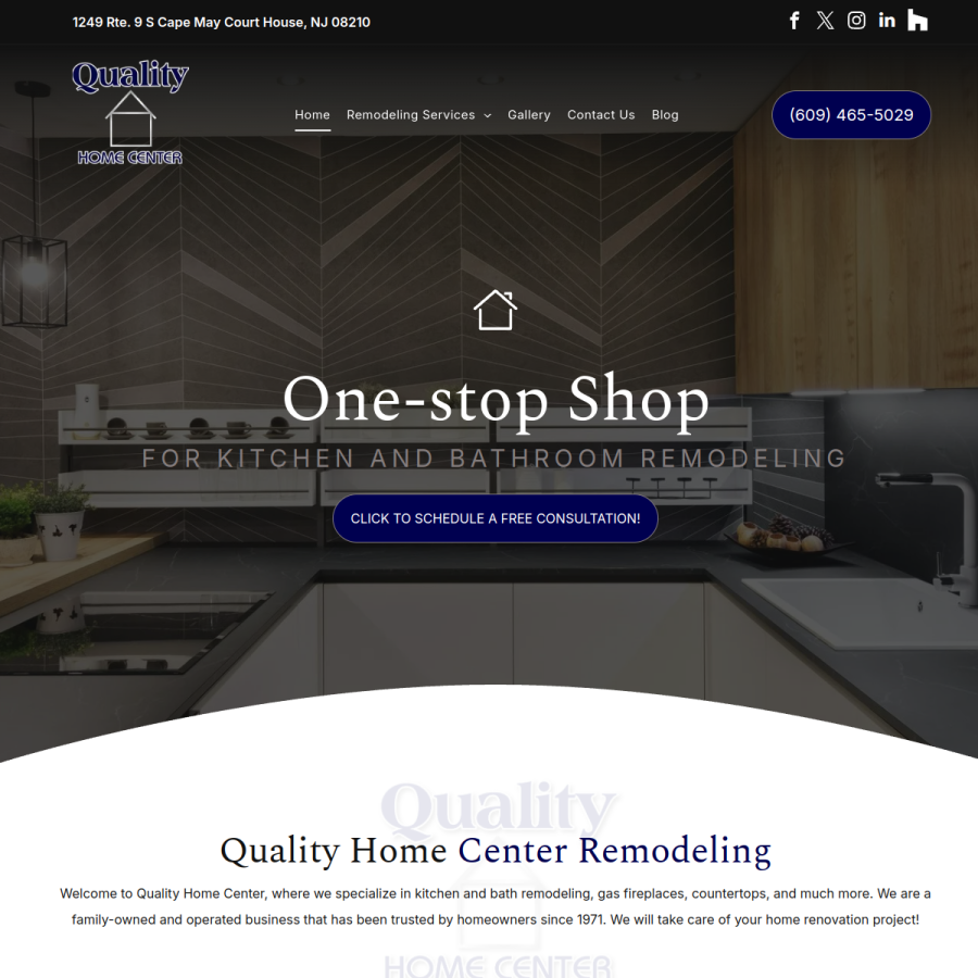 Screenshot of the Quality Home Center website