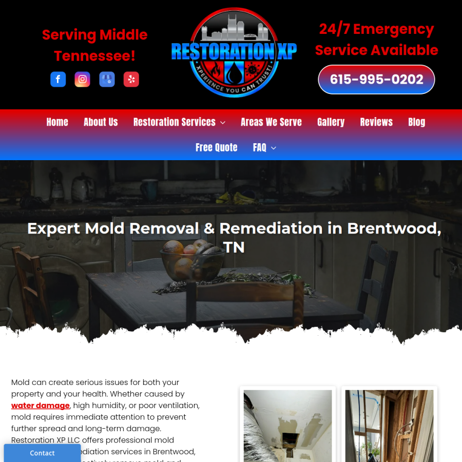 Screenshot of the Restoration XP LLC website