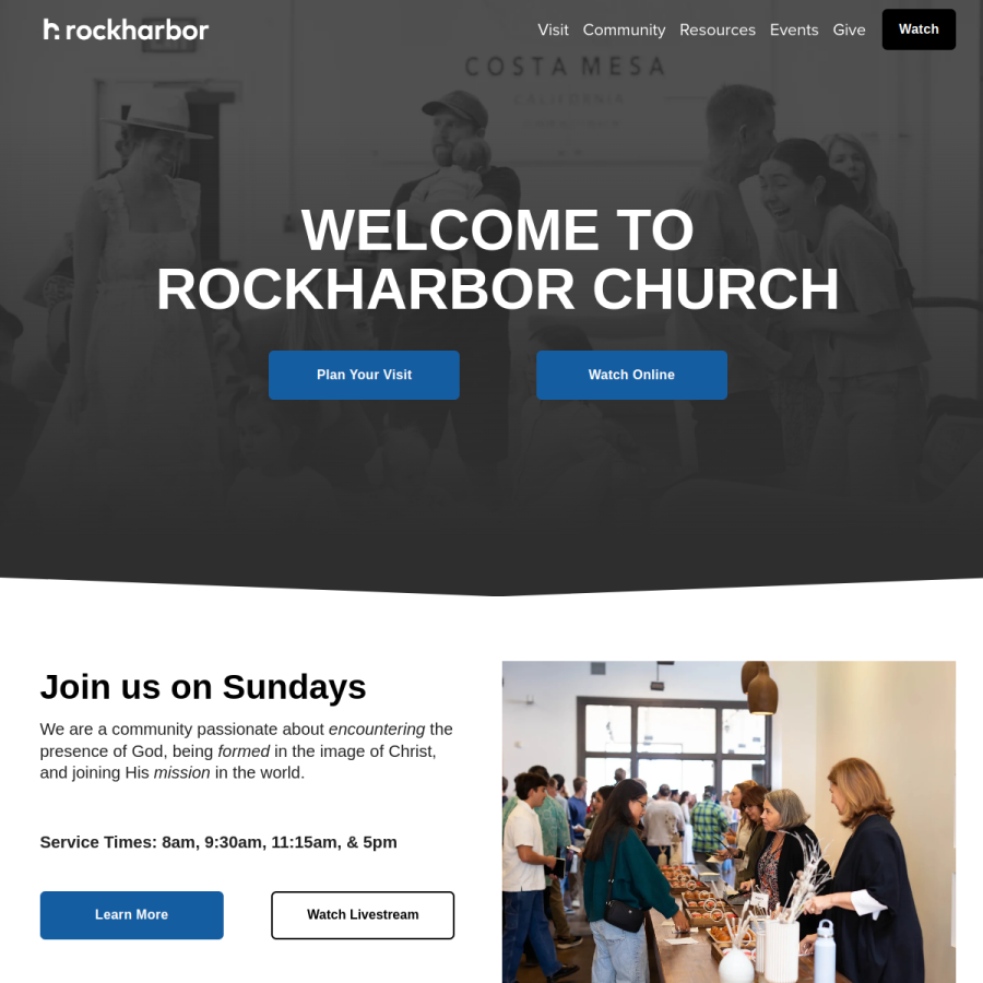 Screenshot of the Rockharbor Church website