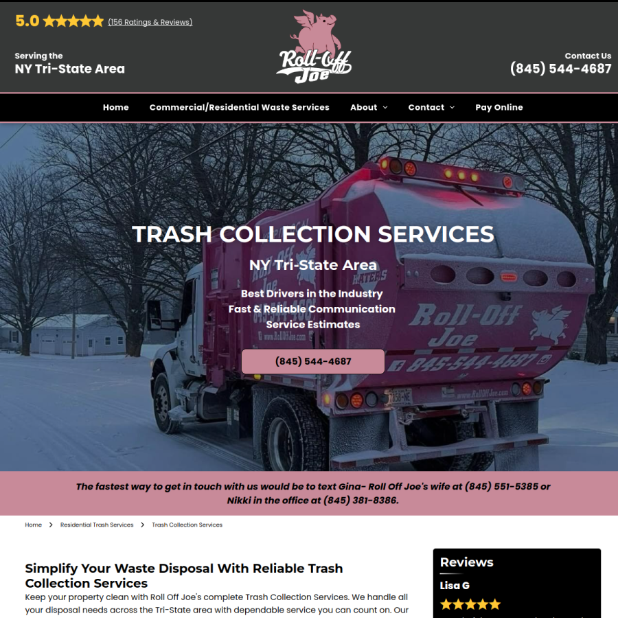 Screenshot of the Roll Off Joe website