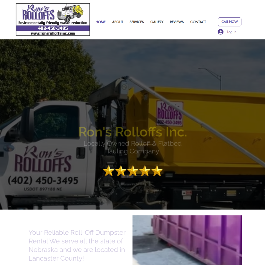Screenshot of the Ron's Rolloffs, Inc website