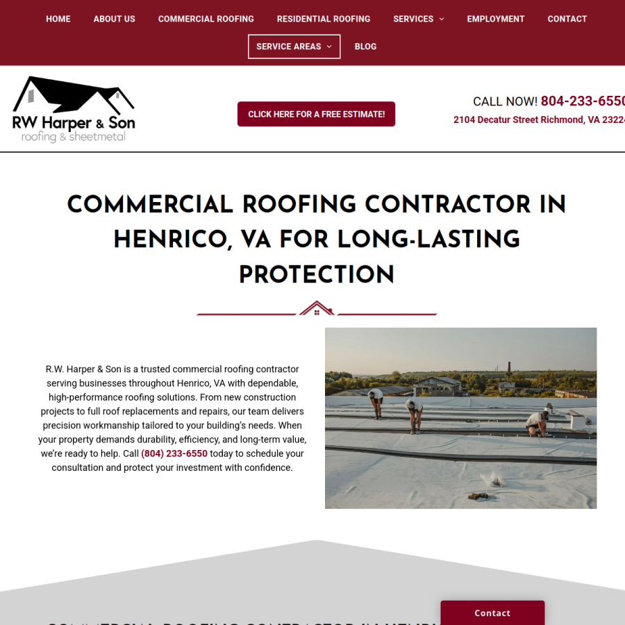 Screenshot of the RW Harper & Son website