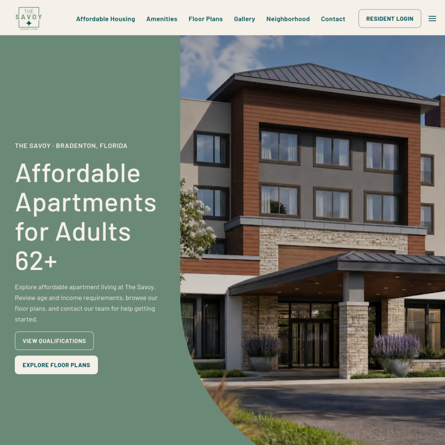 Screenshot of the The Savoy at 301 Flats website