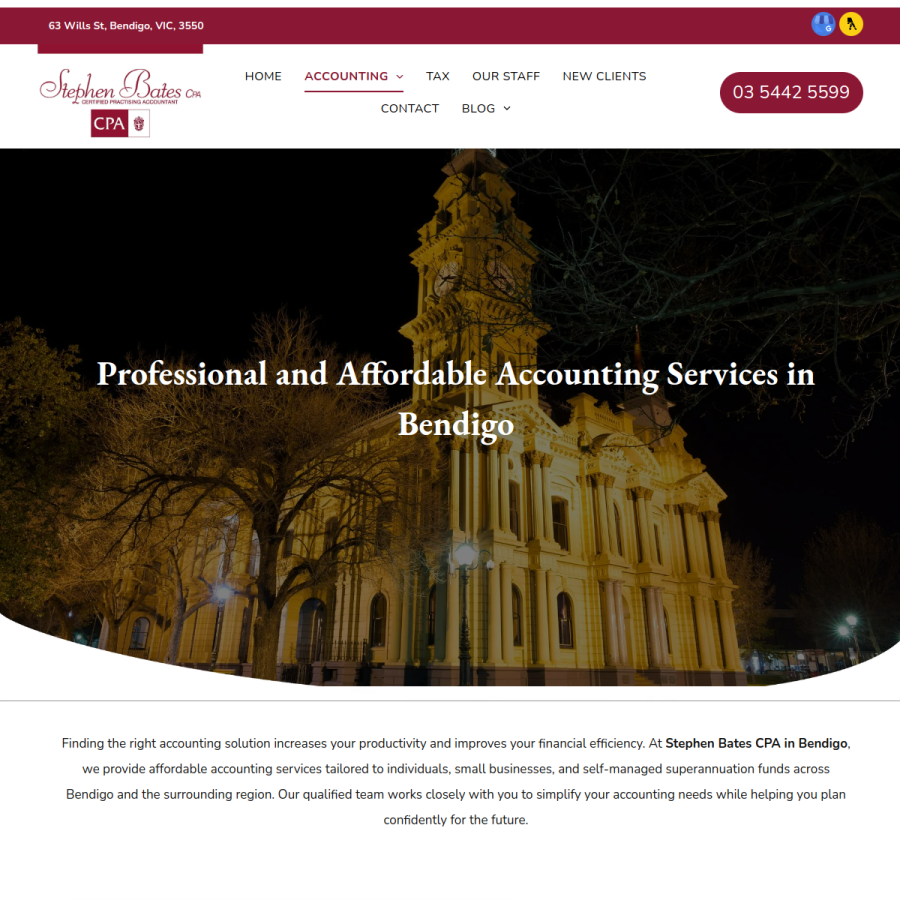 Screenshot of the Stephen Bates CPA website