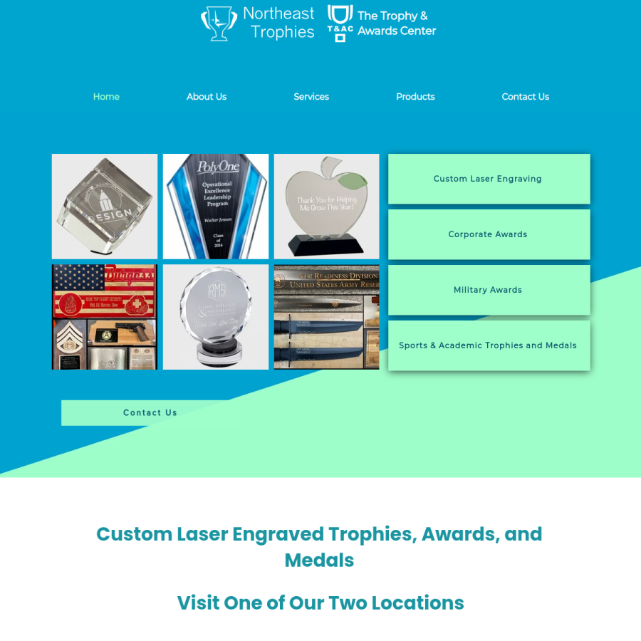 Screenshot of the Northeast Trophies & Engraving website
