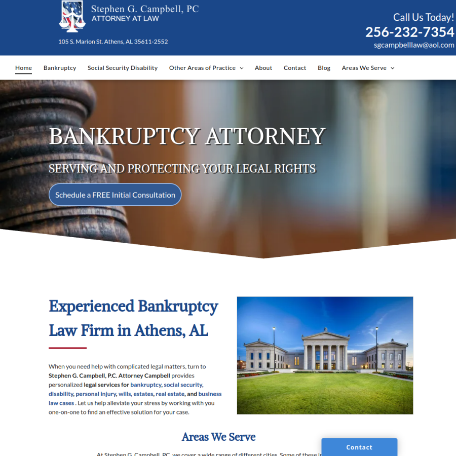 Screenshot of the Stephen G Campbell, PC website