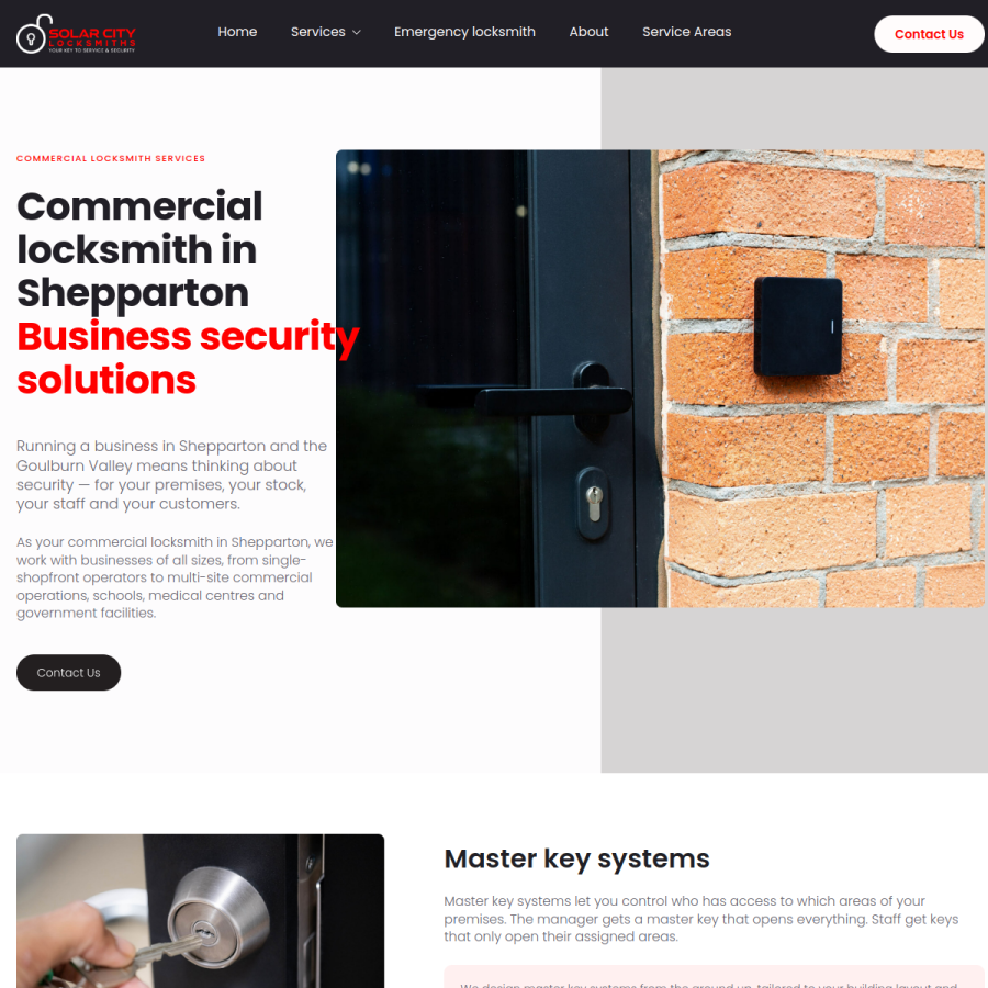 Screenshot of the Solar City Locksmiths website