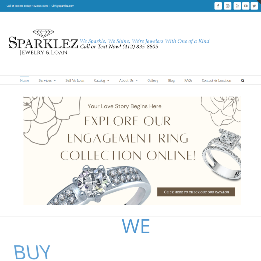 Screenshot of the Sparklez Jewelry & Loan website