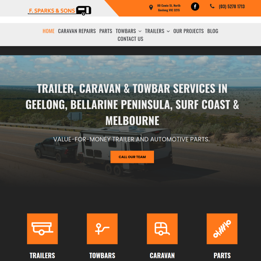 Screenshot of the F. Sparks & Sons website