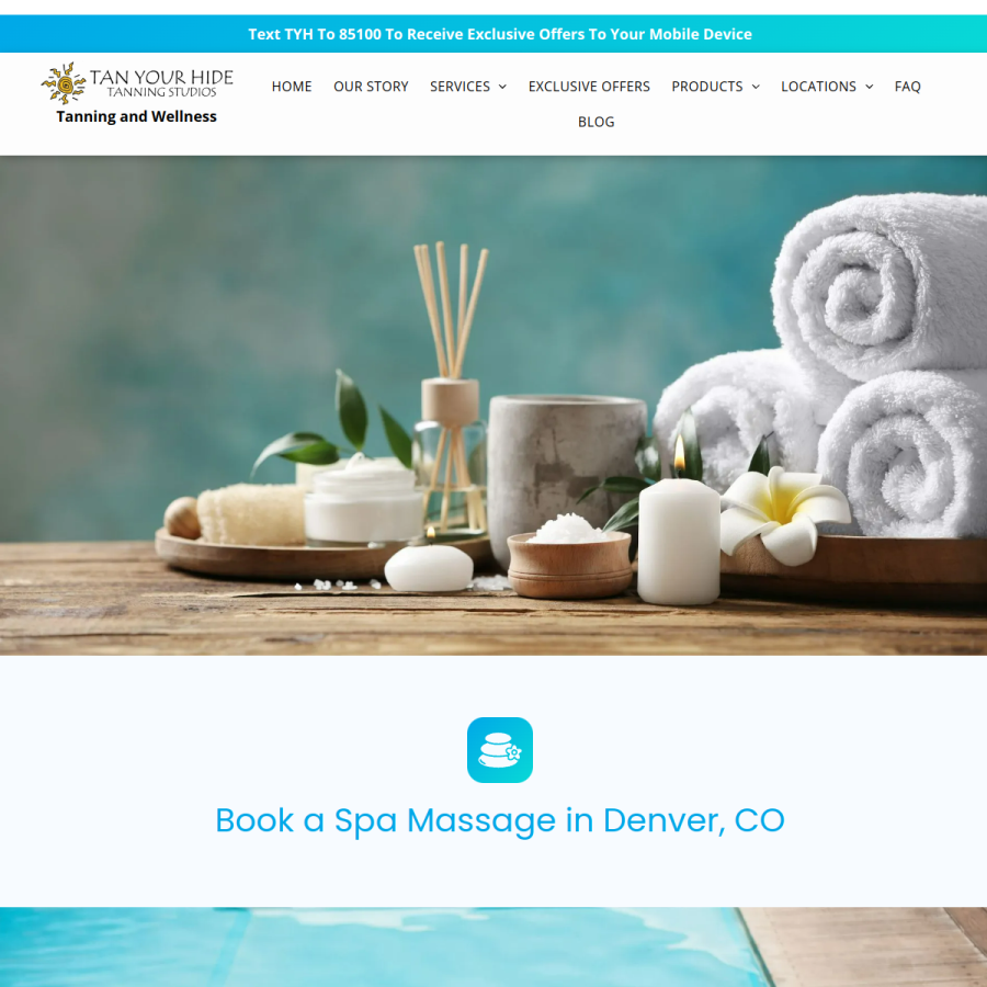 Screenshot of the Tan Your Hide website