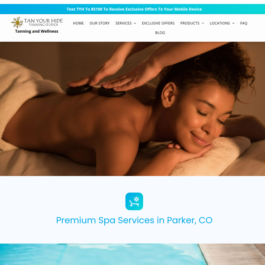 Screenshot of the Tan Your Hide website
