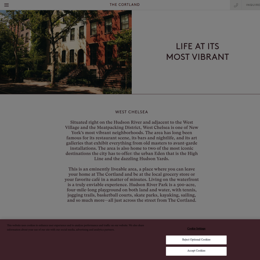 Screenshot of the The Cortland Condominium website