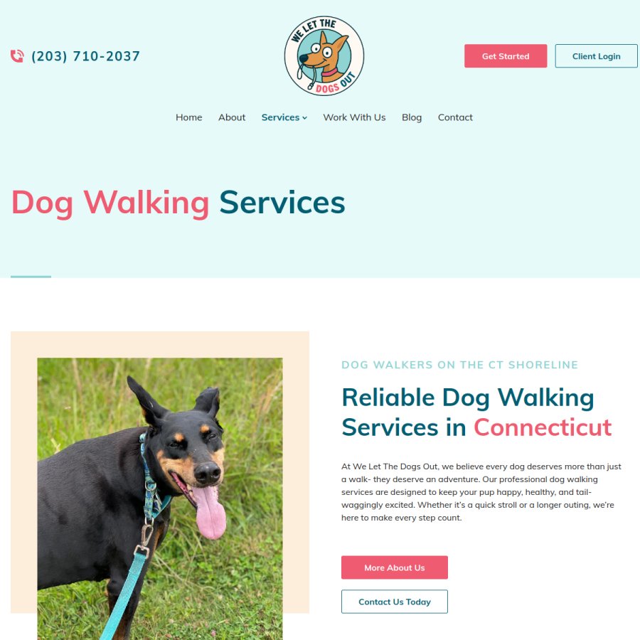 Screenshot of the We Let the Dogs Out website