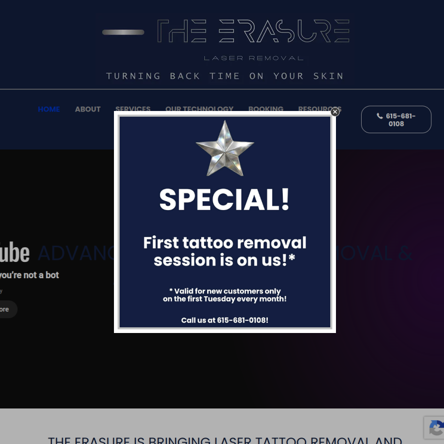 Screenshot of the The Erasure website