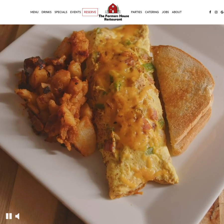 Screenshot of the The Farmer's House Restaurant website