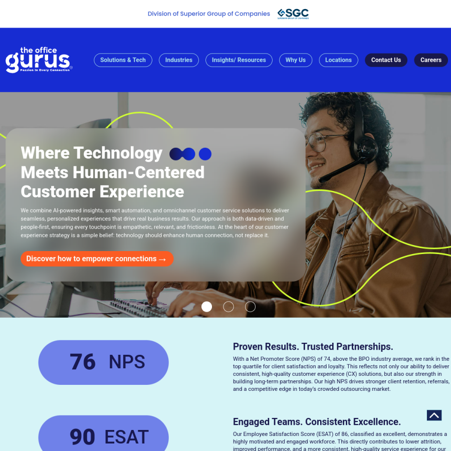 Screenshot of the The Office Gurus website