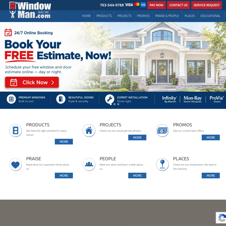 Screenshot of the The Window Man website