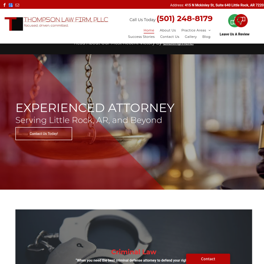 Screenshot of the Thompson Law Firm PLLC website