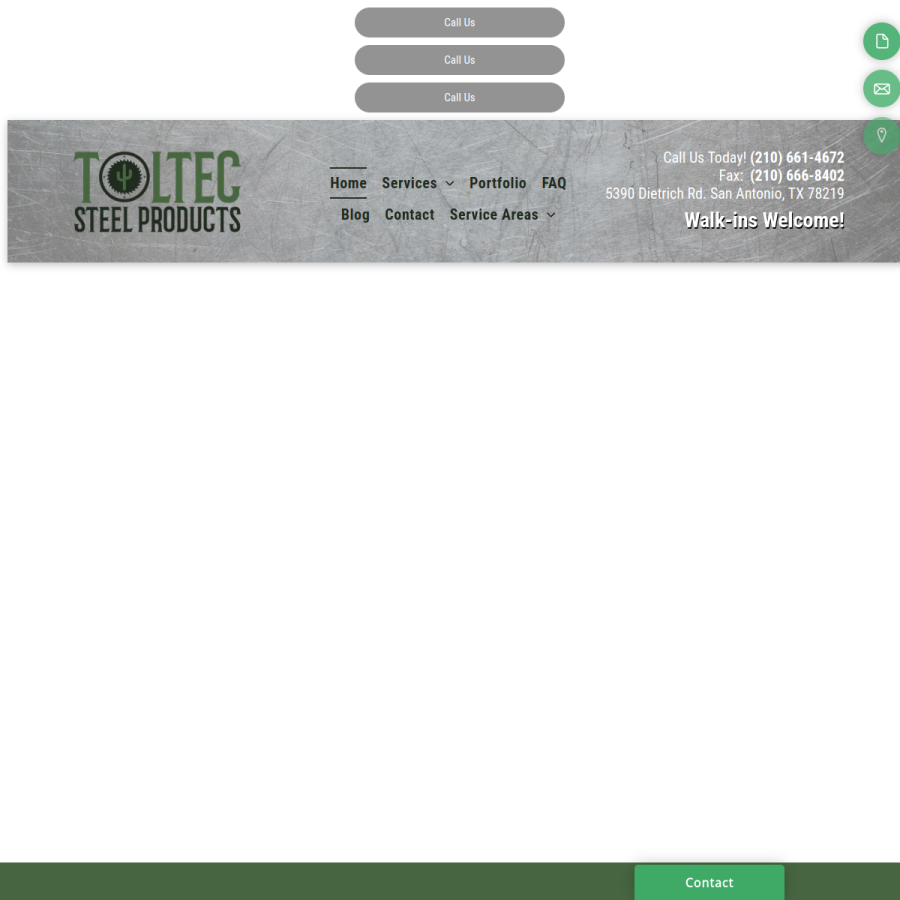 Screenshot of the Toltec Steel Products website