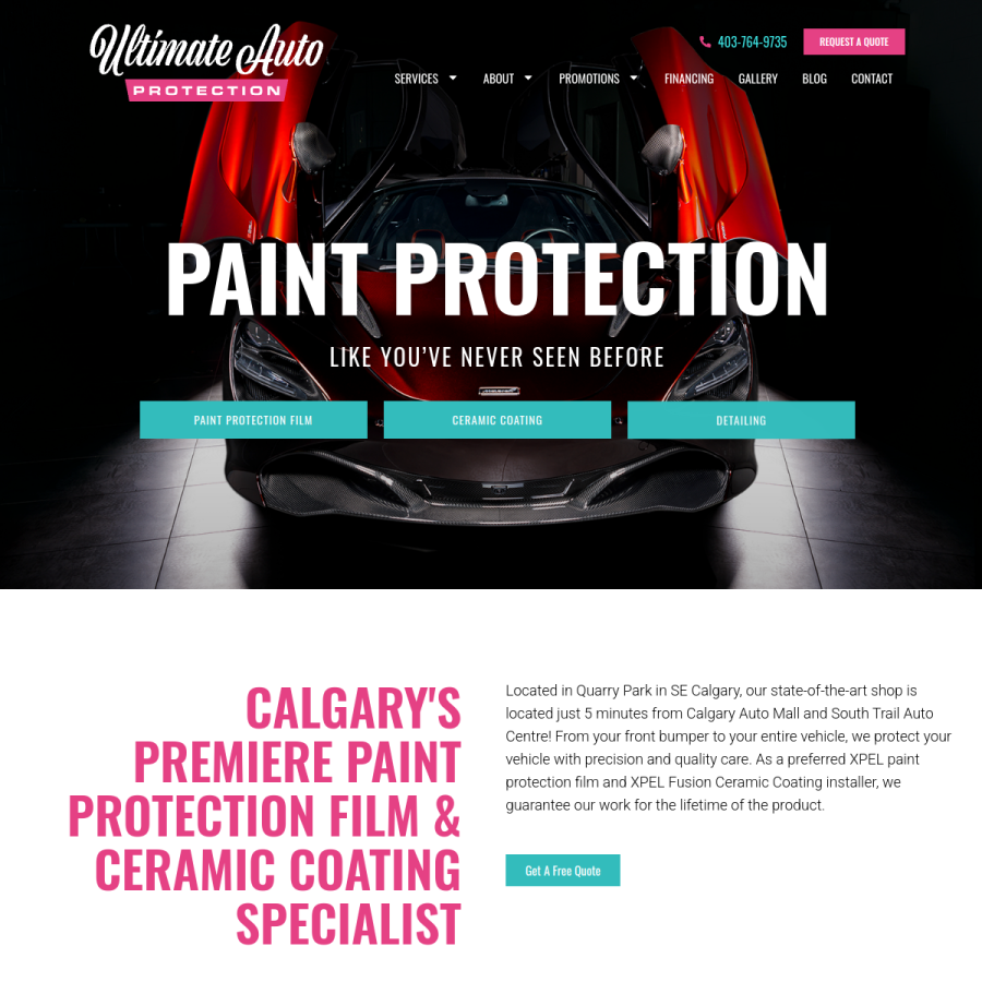 Screenshot of the Ultimate Auto Protection Inc. website