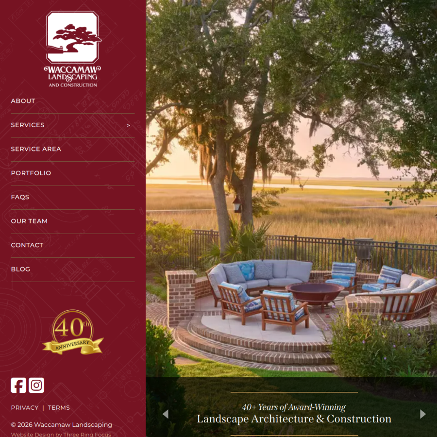 Screenshot of the Waccamaw Landscaping & Construction, Inc website
