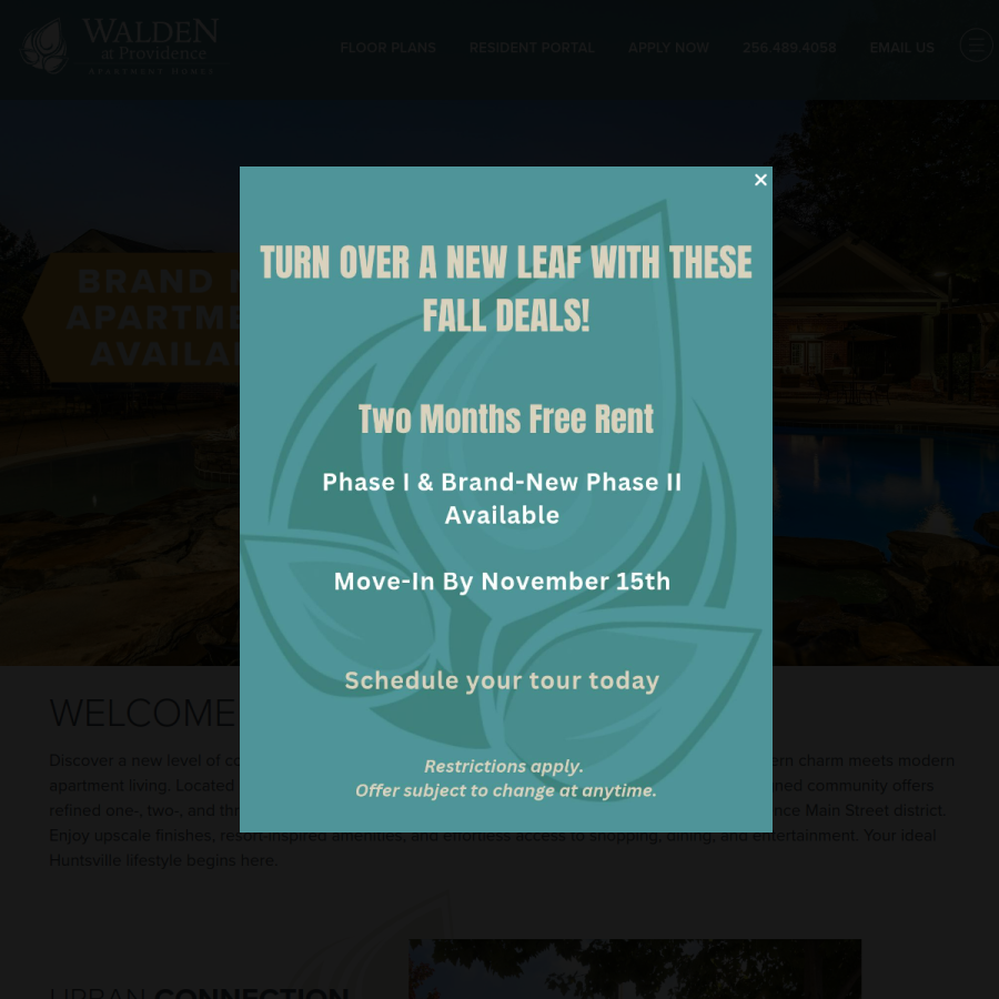 Screenshot of the Walden at Providence website